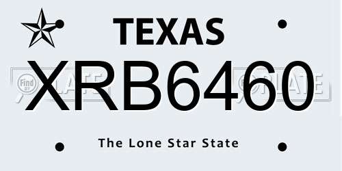 XRB6460 Texas License Plate