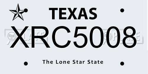 XRC5008 Texas License Plate
