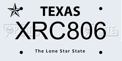 XRC806 Texas License Plate
