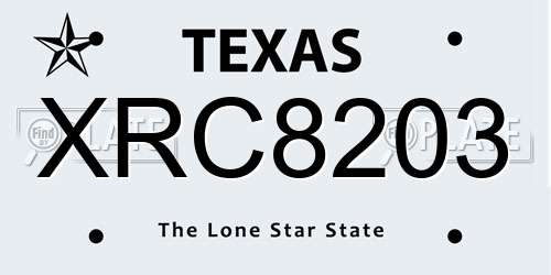 XRC8203 Texas License Plate