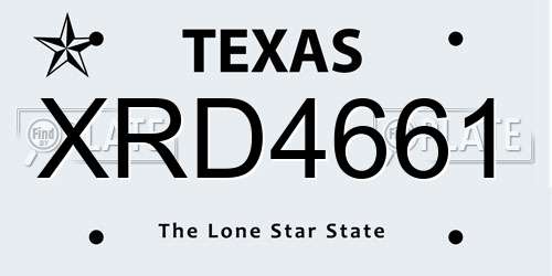 XRD4661 Texas License Plate