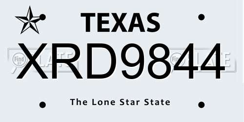 XRD9844 Texas License Plate