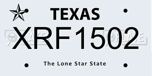 XRF1502 Texas License Plate