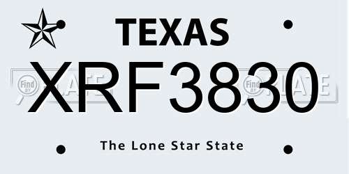 XRF3830 Texas License Plate