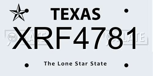 XRF4781 Texas License Plate