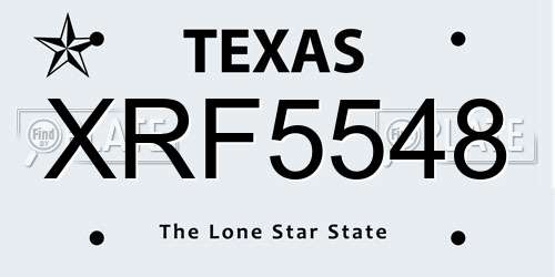 XRF5548 Texas License Plate
