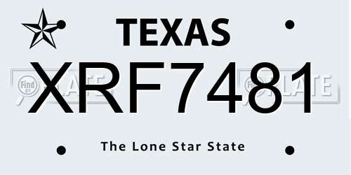 XRF7481 Texas License Plate
