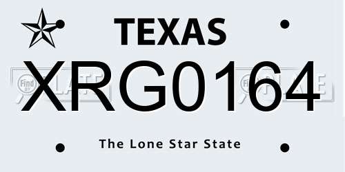 XRG0164 Texas License Plate