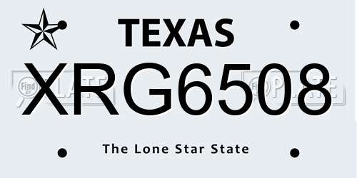 XRG6508 Texas License Plate