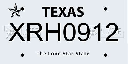 XRH0912 Texas License Plate