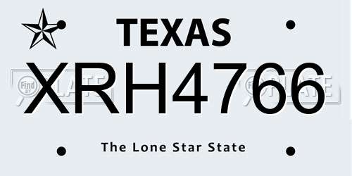 XRH4766 Texas License Plate