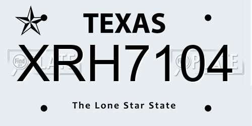 XRH7104 Texas License Plate