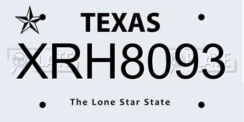 XRH8093 Texas License Plate
