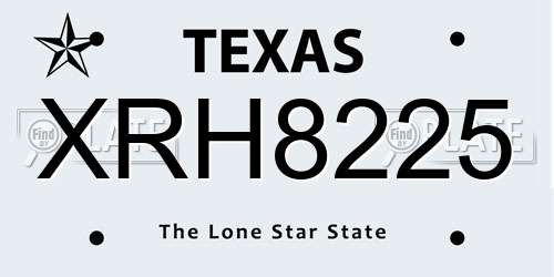 XRH8225 Texas License Plate