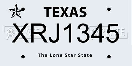 XRJ1345 Texas License Plate