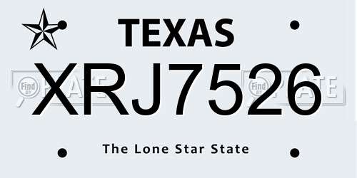 XRJ7526 Texas License Plate