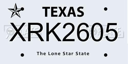 XRK2605 Texas License Plate