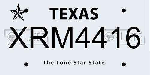 XRM4416 Texas License Plate