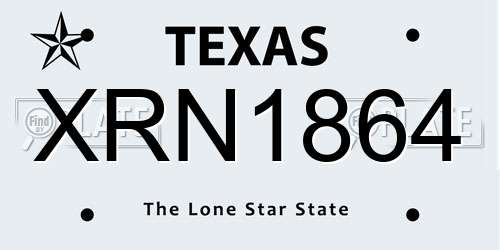 XRN1864 Texas License Plate