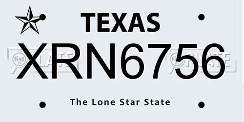 XRN6756 Texas License Plate