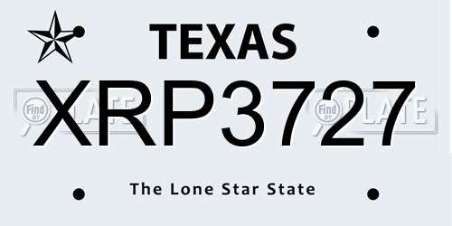 XRP3727 Texas License Plate