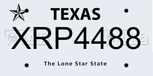 XRP4488 Texas License Plate
