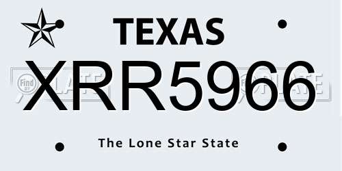 XRR5966 Texas License Plate