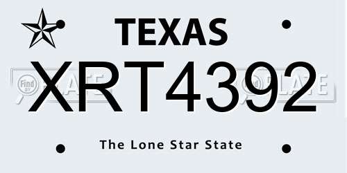XRT4392 Texas License Plate