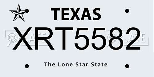 XRT5582 Texas License Plate