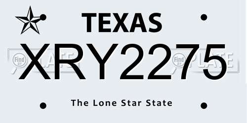 XRY2275 Texas License Plate