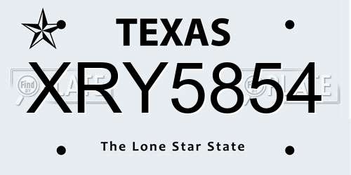 XRY5854 Texas License Plate