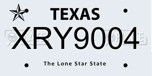 XRY9004 Texas License Plate