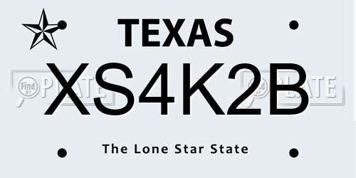 XS4K2B Texas License Plate