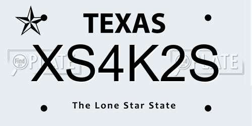 XS4K2S Texas License Plate