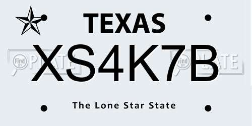 XS4K7B Texas License Plate