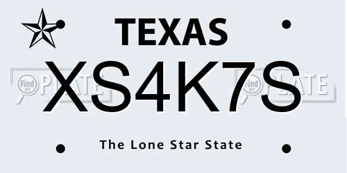 XS4K7S Texas License Plate