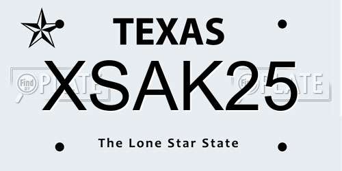XSAK25 Texas License Plate