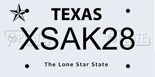 XSAK28 Texas License Plate