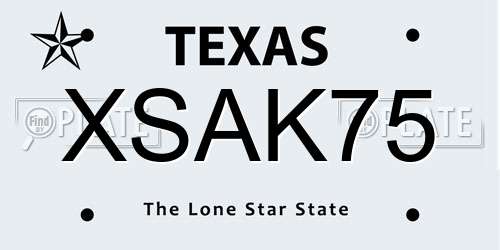 XSAK75 Texas License Plate