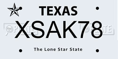 XSAK78 Texas License Plate