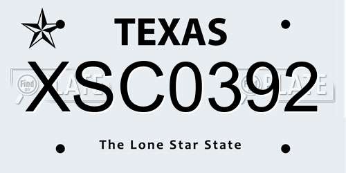 XSC0392 Texas License Plate