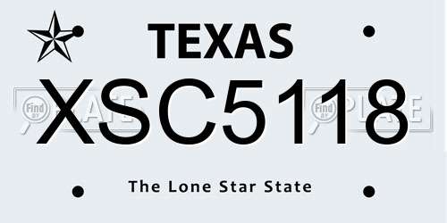 XSC5118 Texas License Plate
