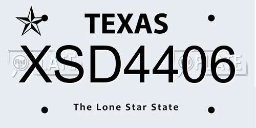 XSD4406 Texas License Plate