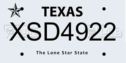 XSD4922 Texas License Plate