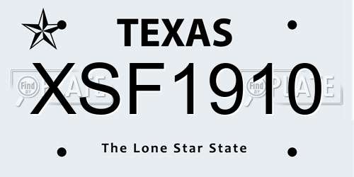XSF1910 Texas License Plate