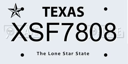 XSF7808 Texas License Plate