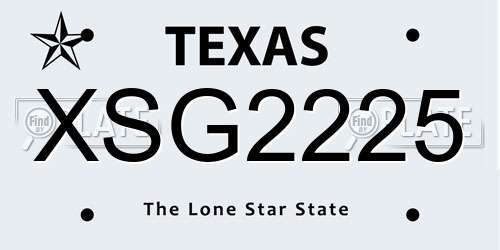 XSG2225 Texas License Plate