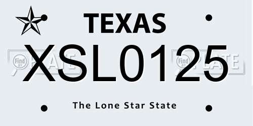 XSL0125 Texas License Plate