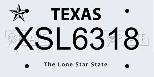 XSL6318 Texas License Plate