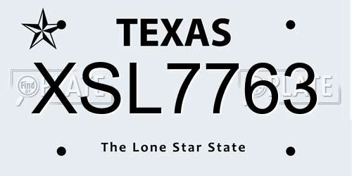 XSL7763 Texas License Plate